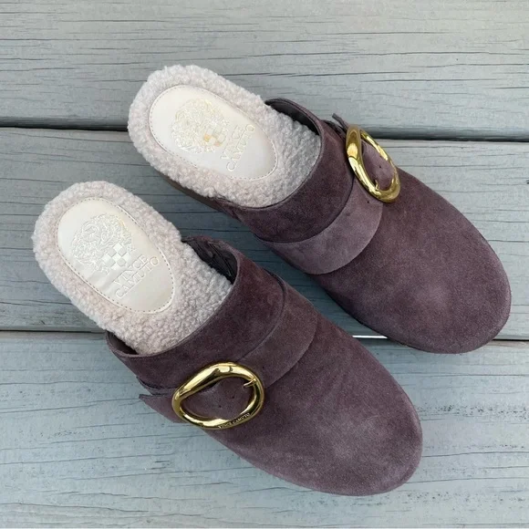 NWOB Vince Camuto Canzenee Sherpa Clogs in Rootbeer Suede size 9 - Picture 2 of 16
